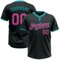 Custom Black Teal Pinstripe Softball Jersey