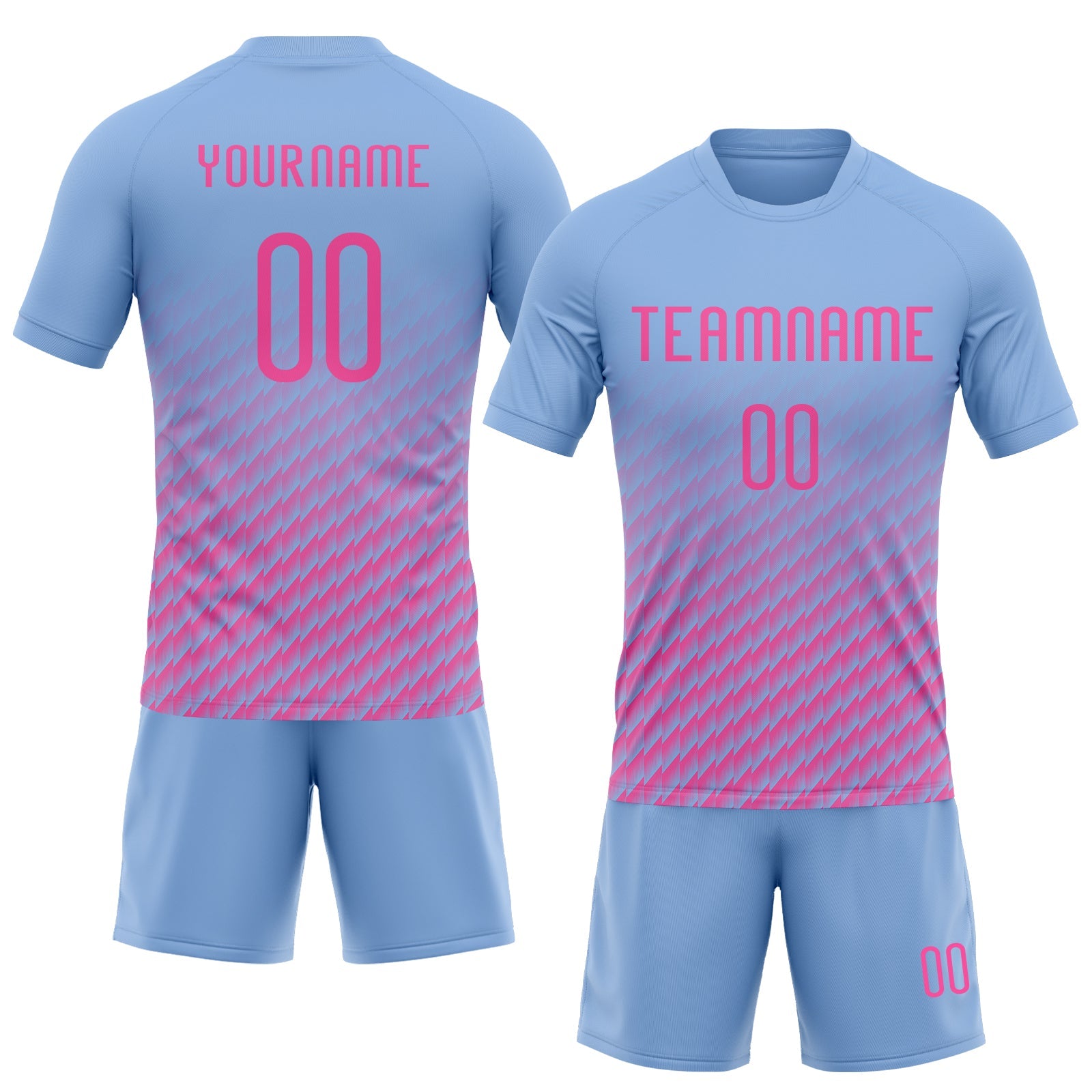 Custom Light Blue & Pink Geometric Volleyball Jersey