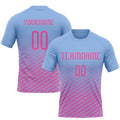 Custom Light Blue & Pink Geometric Volleyball Jersey