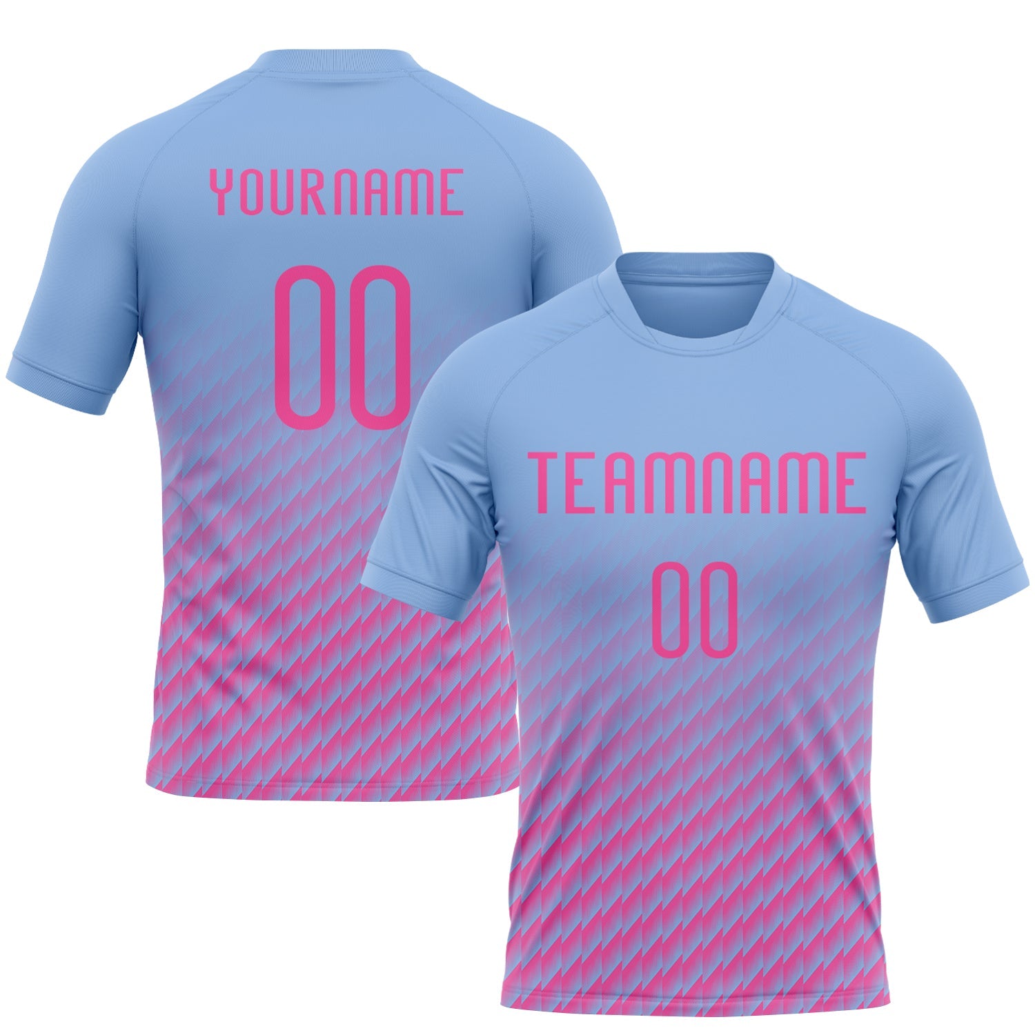 Custom Light Blue & Pink Geometric Volleyball Jersey