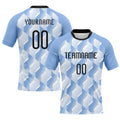 Custom Light Blue & Black Geometric Volleyball Jersey