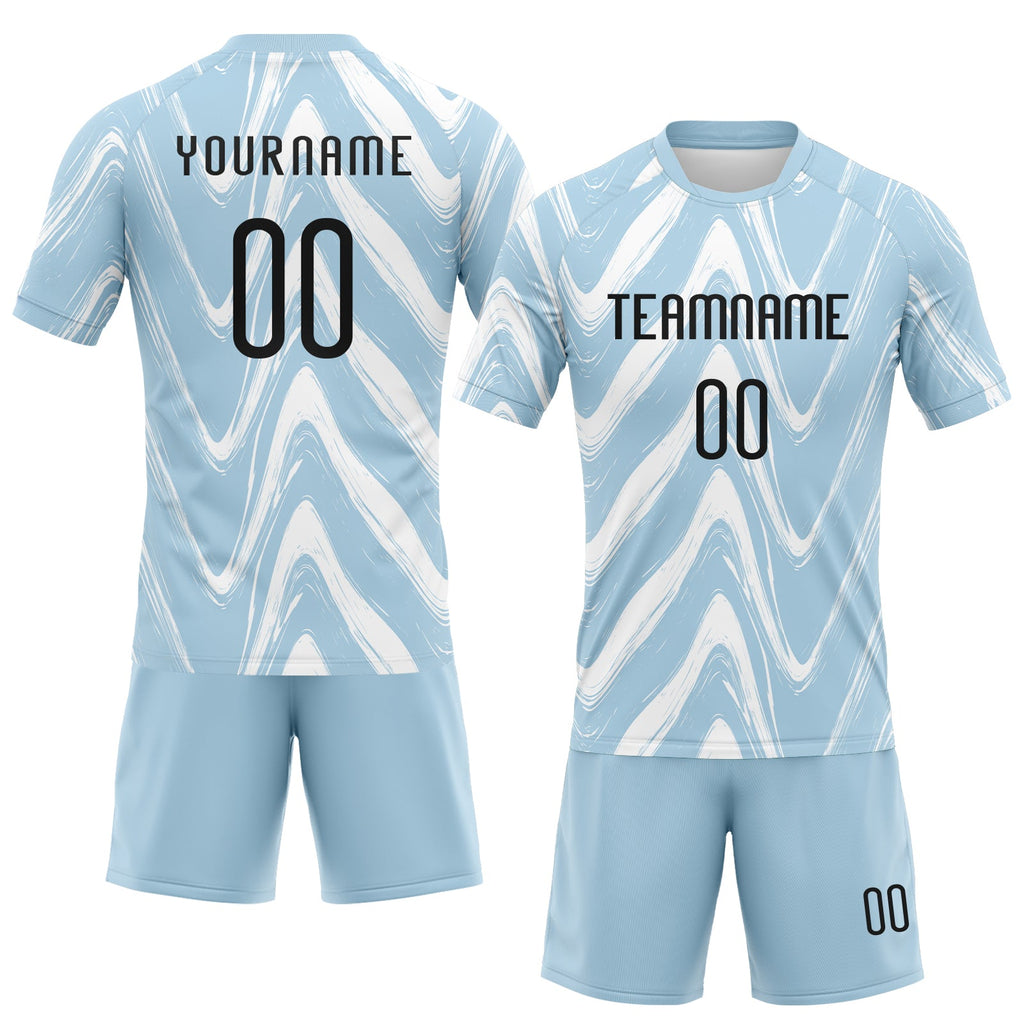 Custom Light Blue & Black Fluid Volleyball Jersey