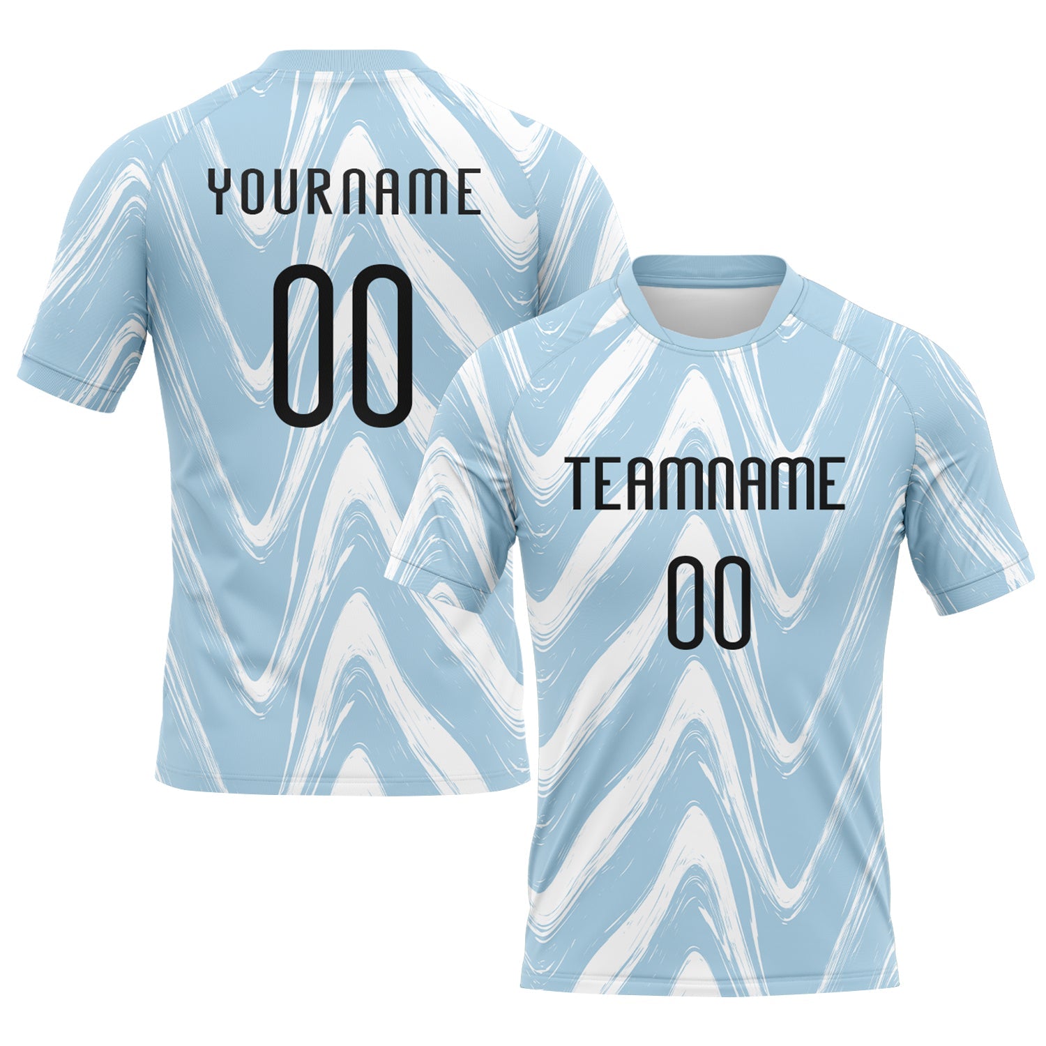 Custom Light Blue & Black Fluid Volleyball Jersey