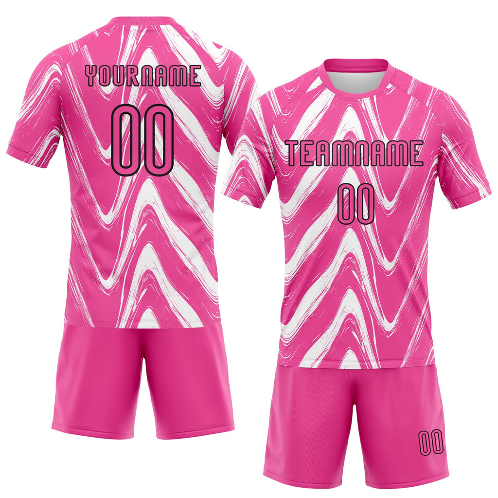 Custom Pink, Black & White Fluid Volleyball Jersey