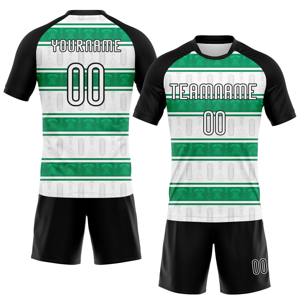 Custom White, Black & Kelly Green Volleyball Jersey
