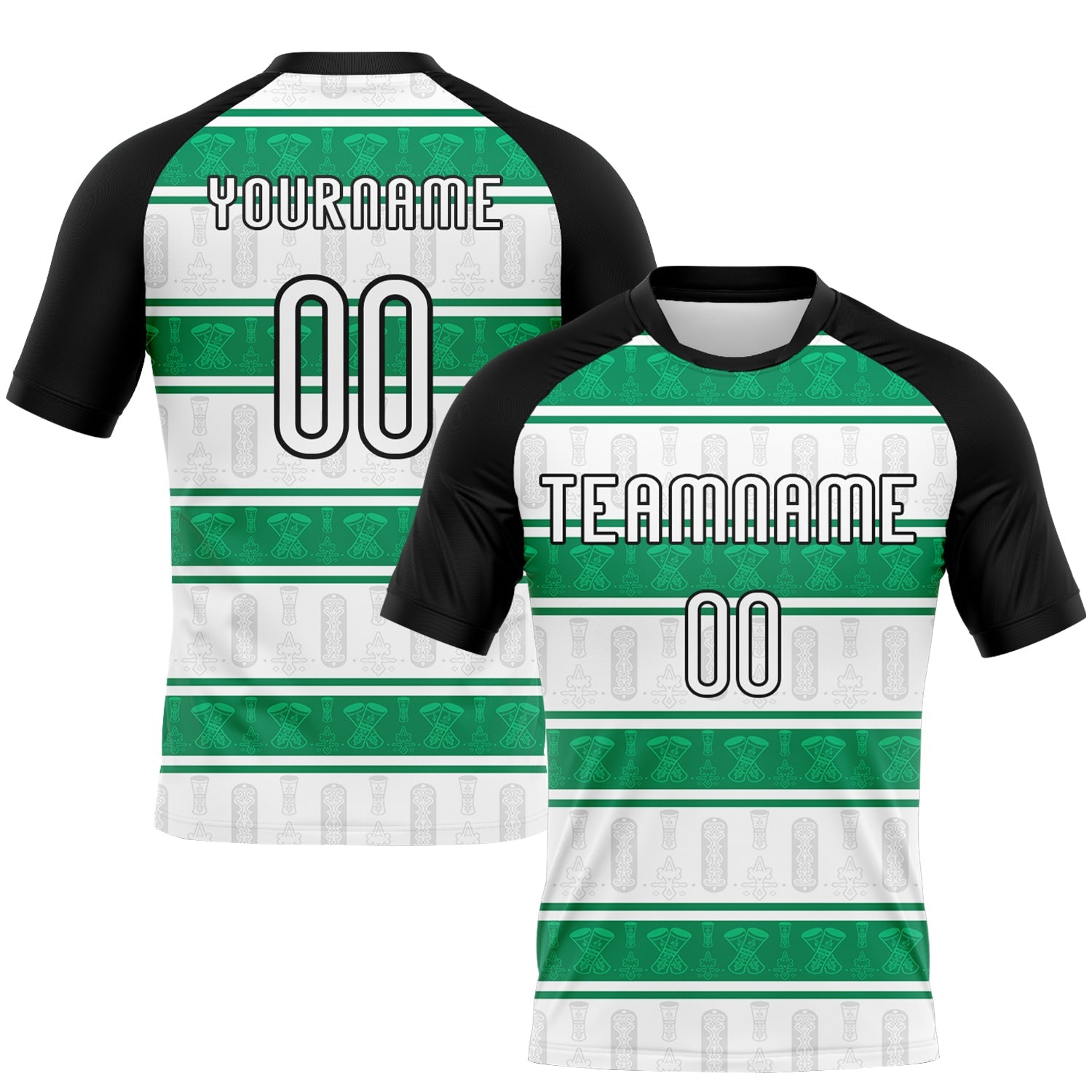 Custom White, Black & Kelly Green Volleyball Jersey