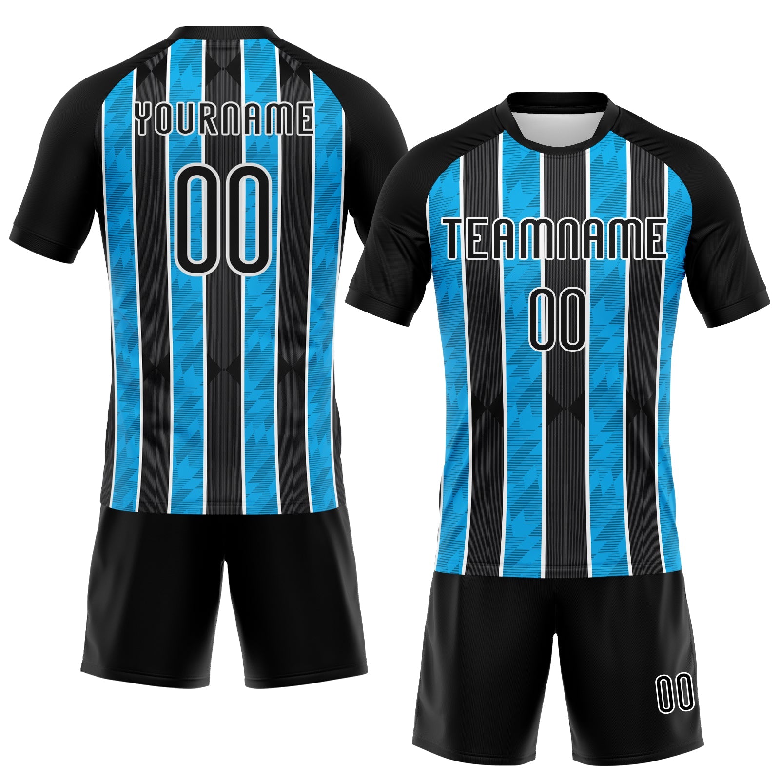 Custom Black & Light Blue Lines Volleyball Jersey