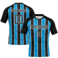 Custom Black & Light Blue Lines Volleyball Jersey