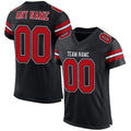 Custom Black, Red & White Mesh Football Jersey