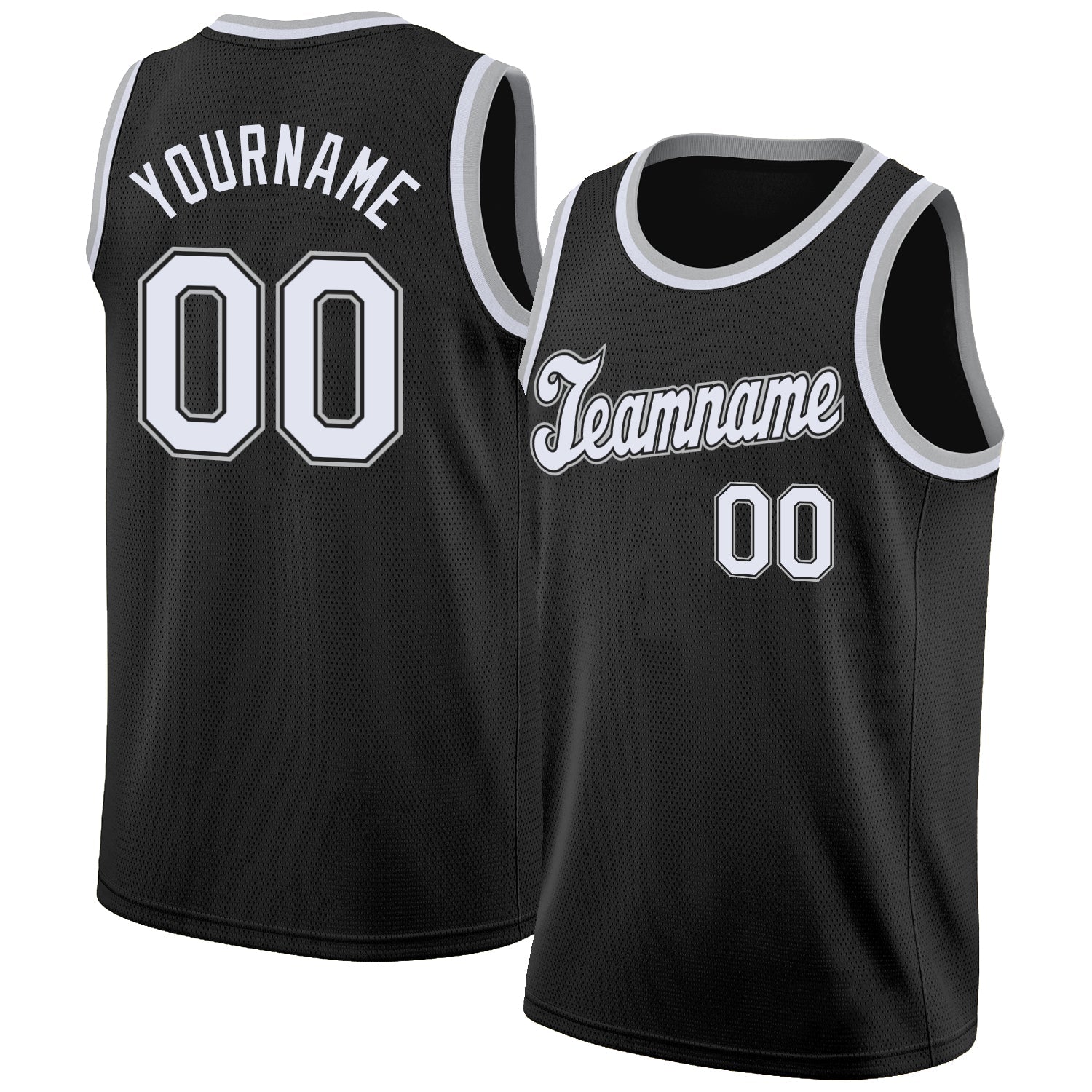 Custom Black & White Rib-Knit Basketball Jersey