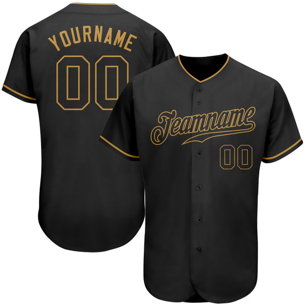 Custom Black Old Gold Authentic Baseball Jersey - Front