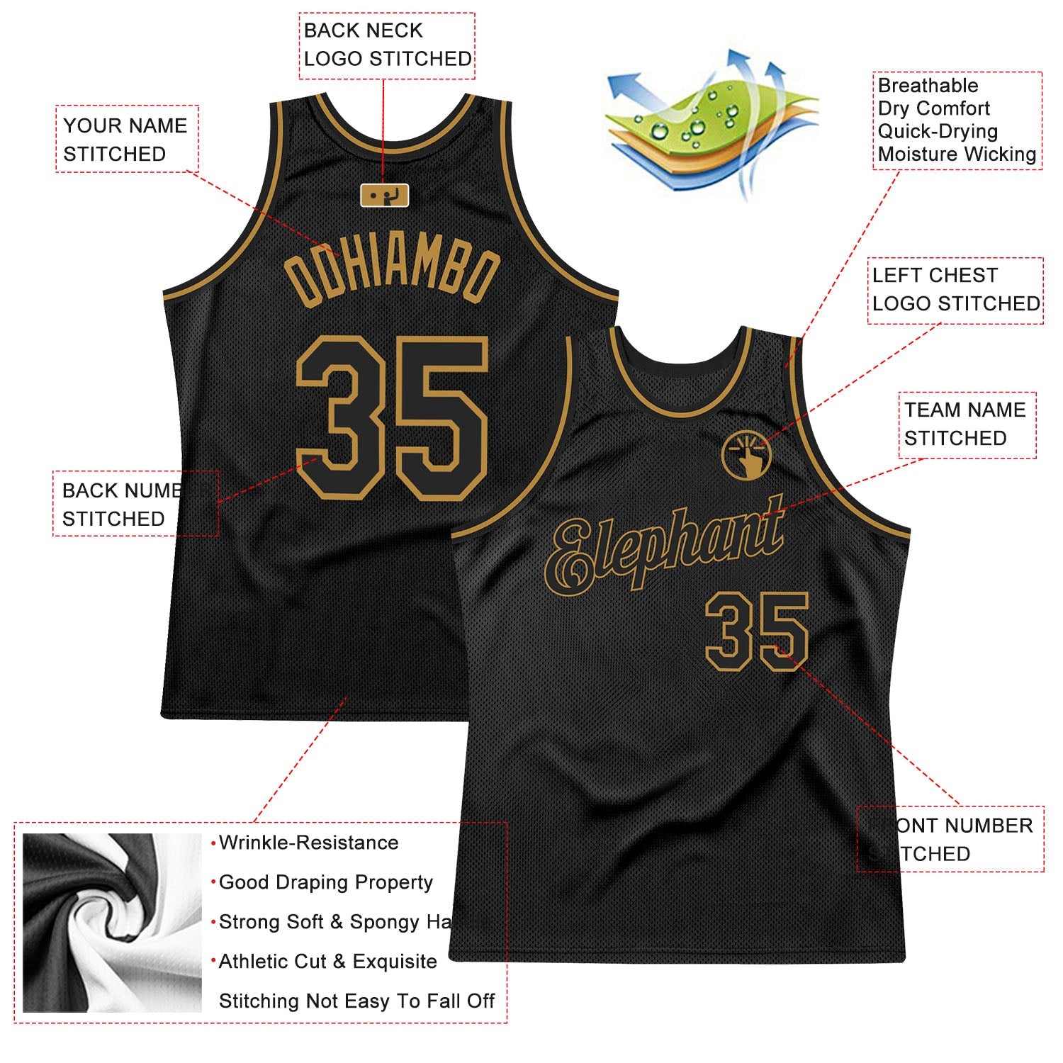 Custom Black & Old Gold Throwback Basketball Jersey