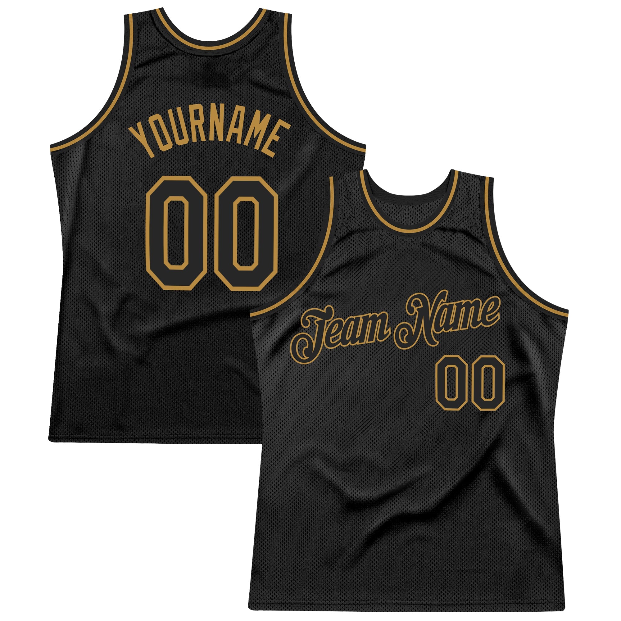 Custom Black & Old Gold Throwback Basketball Jersey