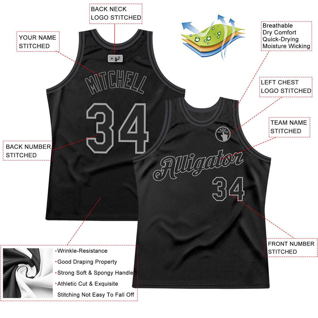 Custom Black & Gray Throwback Basketball Jersey