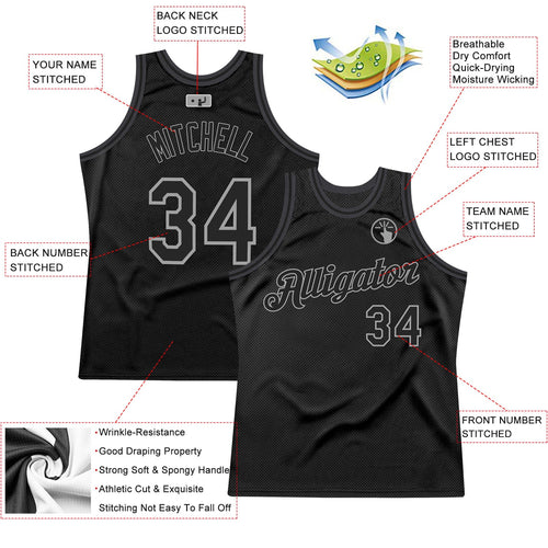 Custom Black & Gray Throwback Basketball Jersey