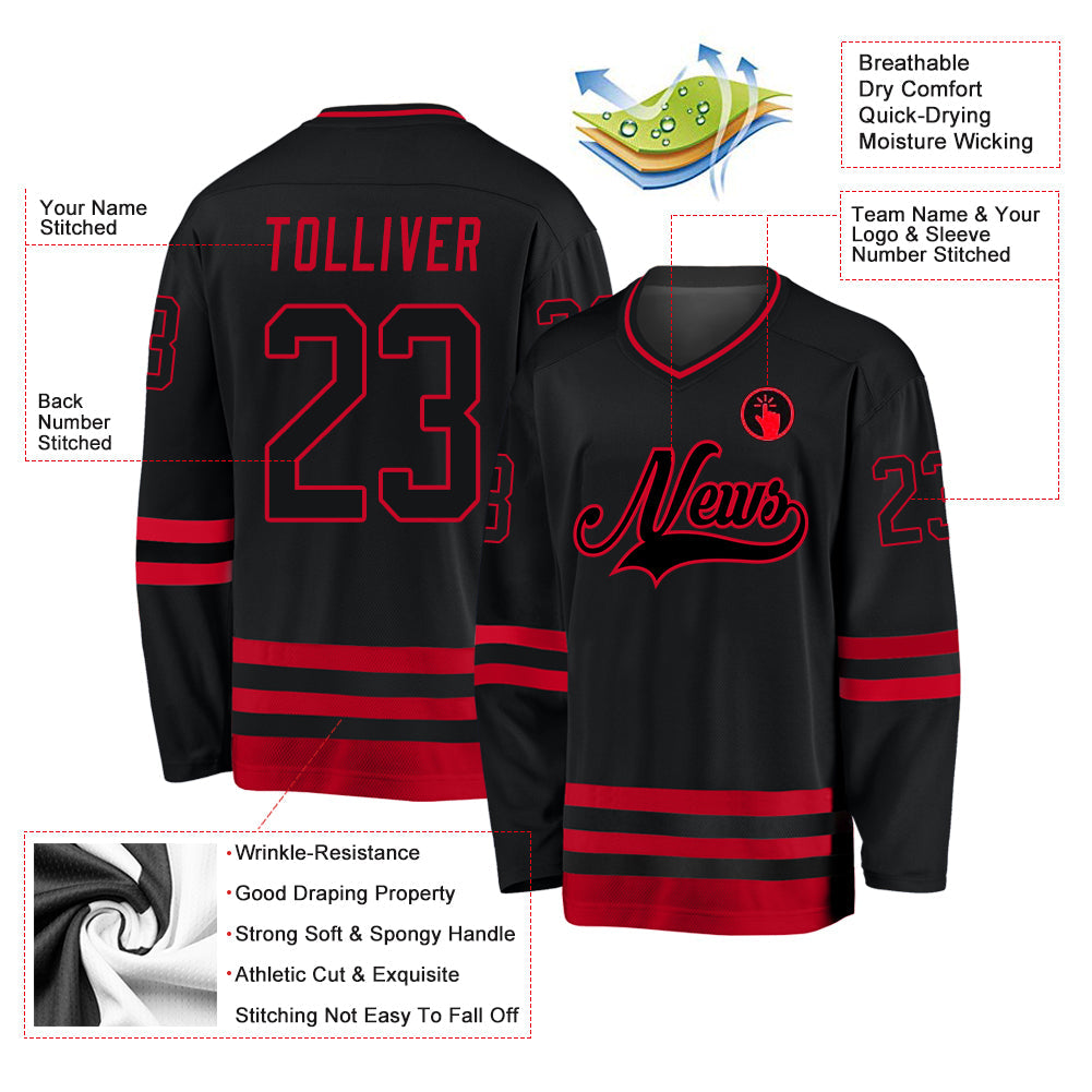 Custom Black & Red Hockey Jersey
