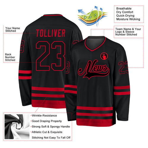 Custom Black & Red Hockey Jersey