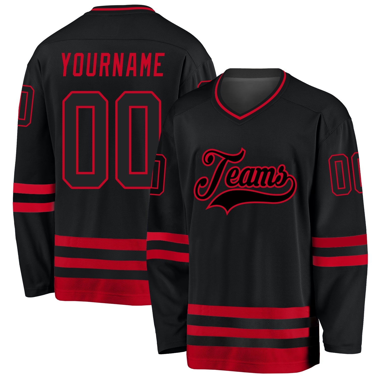 Custom Black & Red Hockey Jersey