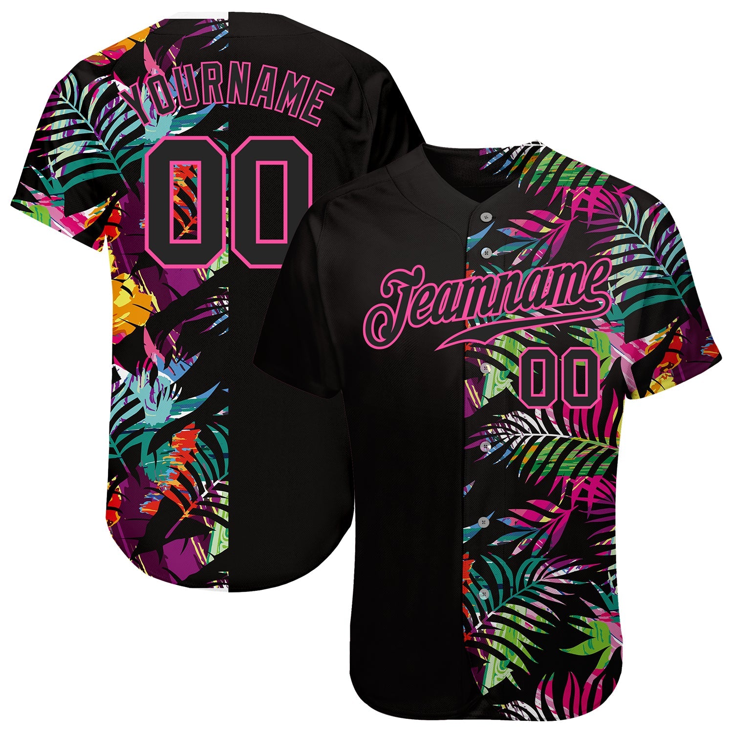 Custom Tropical Palm Leaves Baseball Jersey - Front