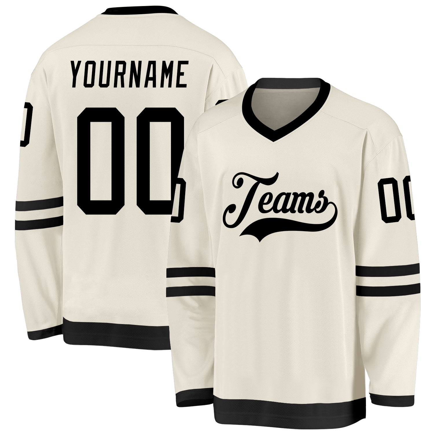 Custom Cream & Black Hockey Jersey