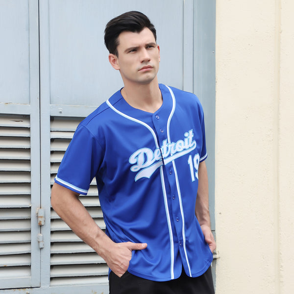 Custom Royal White-Light Blue Baseball Jersey - Detail