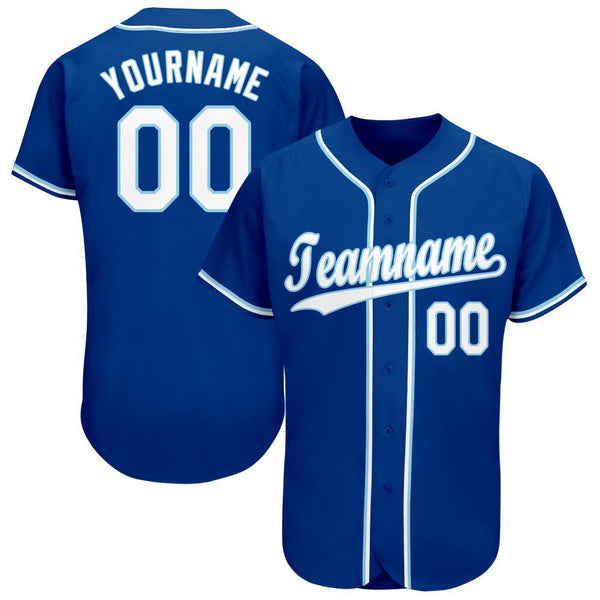Custom Royal White-Light Blue Baseball Jersey - Front