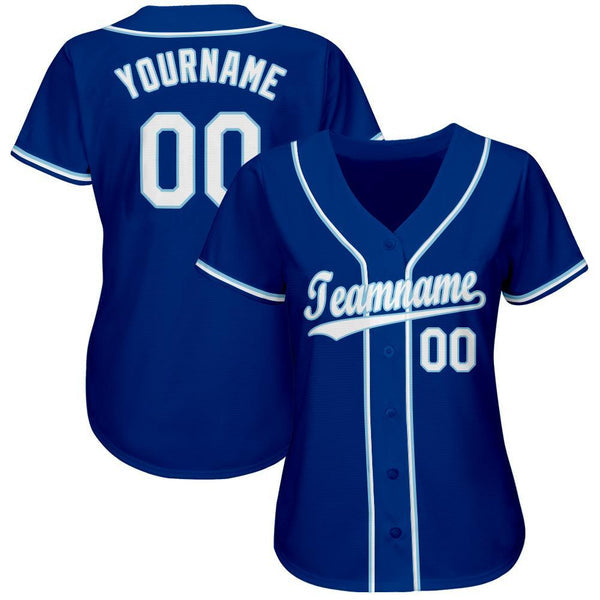 Custom Royal White-Light Blue Baseball Jersey - Back
