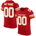 Custom Red, White & Gold Mesh Football Jersey