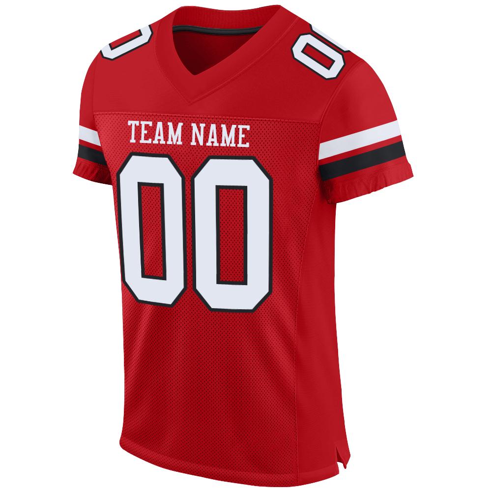 Custom Red, White & Black Mesh Football Jersey