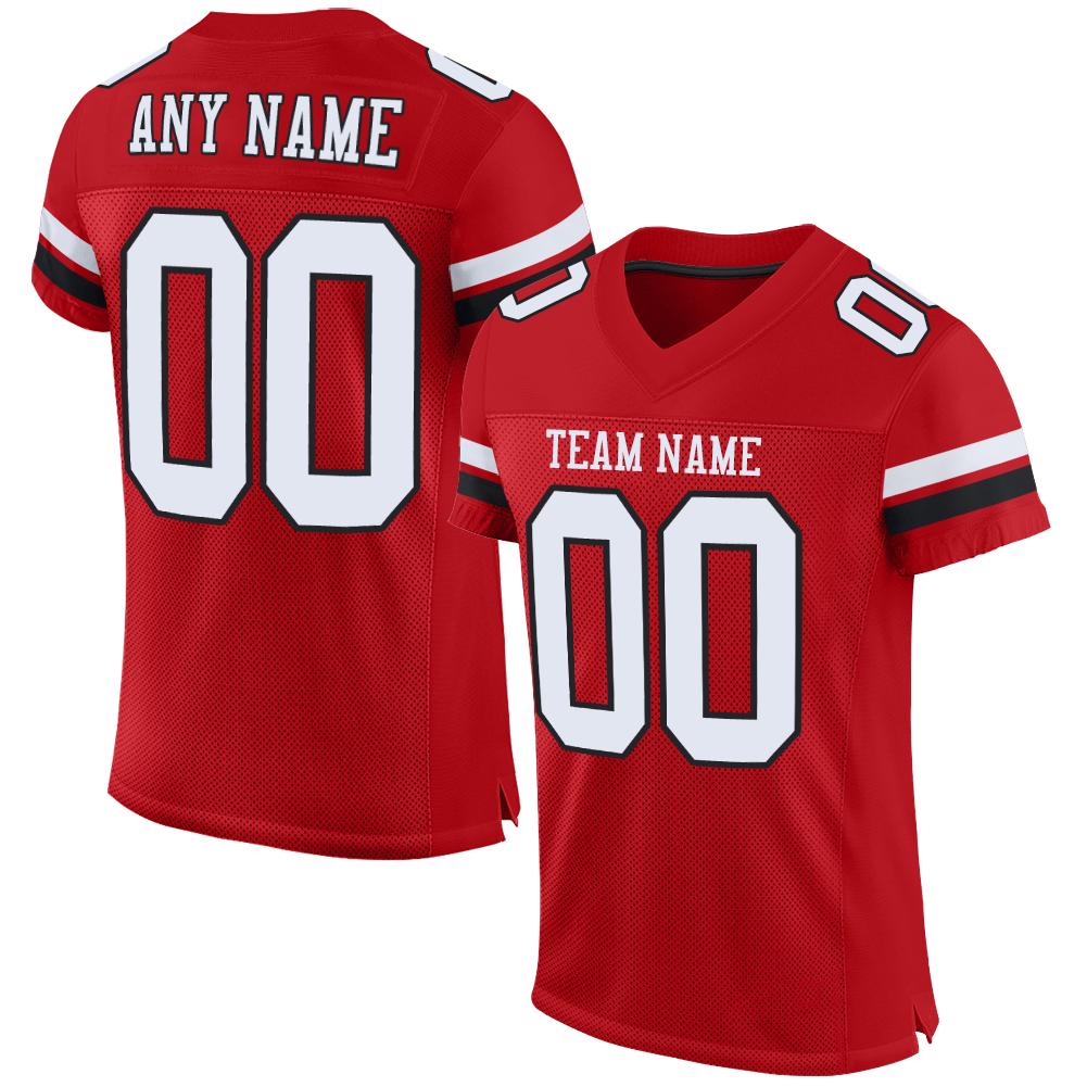 Custom Red, White & Black Mesh Football Jersey